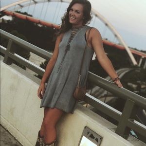 Blue/gray tie front dress